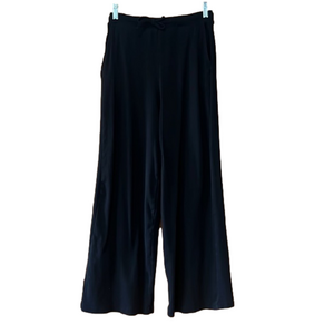 Zara Black Ribbed Wide Leg Drawstring Pants Medium
